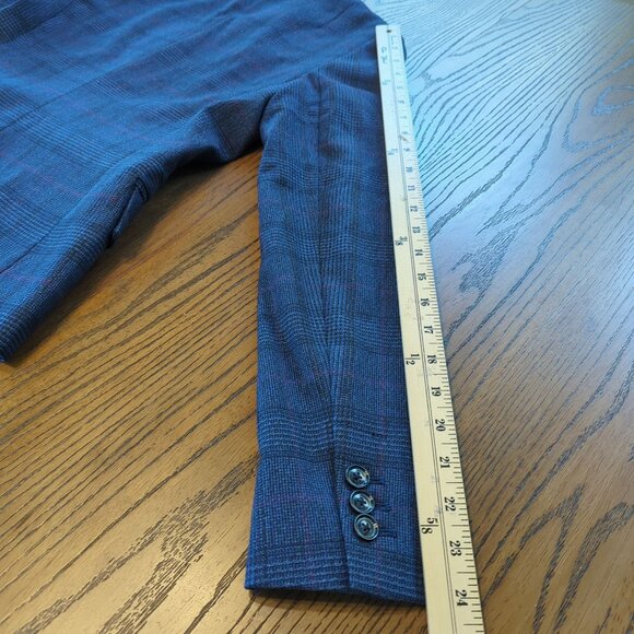 Banana Republic Women’s Plaid blue Blazer Sz 4 Double Breasted Glen Check Jacket - Picture 12 of 16